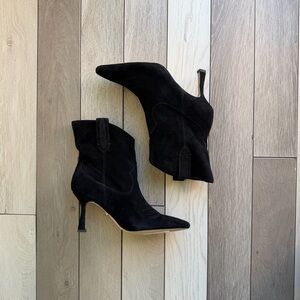 Sam Edelman Moe Embroidered Suede Ankle Boots In Black